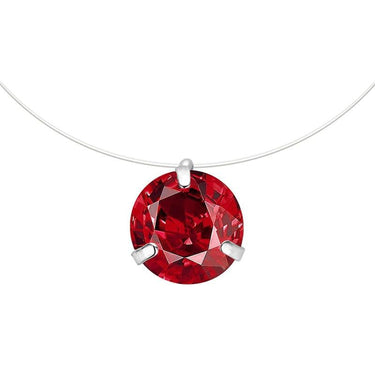 Colier cu fir transparent, cu piatra rosie din zirconiu, Carma C5 - Pursehuit.ro