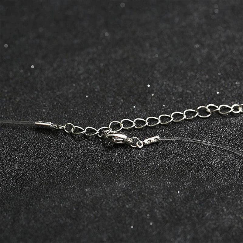 Colier cu fir transparent, cu piatra rosie din zirconiu, Carma C5 - Pursehuit.ro