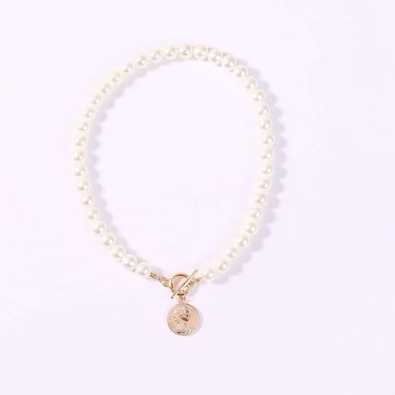 Colier auriu, cu perle, Katharina C2 - Pursehuit.ro