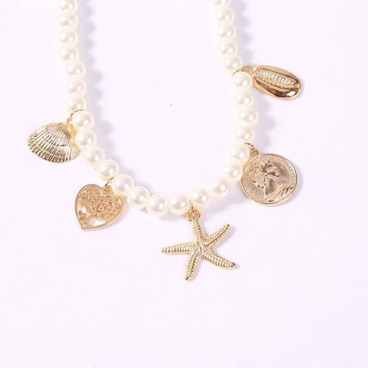 Colier auriu, cu perle, Kathinka C1 - Pursehuit.ro