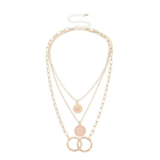 Colier in 3 straturi, auriu, cu banuti, Desire C4 - Pursehuit.ro