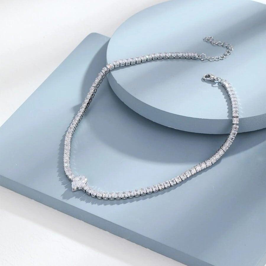 Colier tennis, argintiu, cu pietre din zirconiu, Nicita C1 - Pursehuit.ro