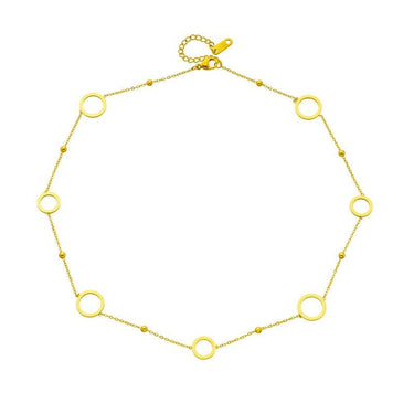 Colier auriu, din otel inoxidabil, suflat cu aur 18k, cu cerculete, Eden C1 - Pursehuit.ro