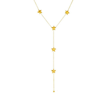 Colier auriu, din otel inoxidabil, suflat cu aur 18k, cu stelute, Eliana C2 - Pursehuit.ro
