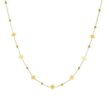 Colier auriu, din otel inoxidabil, suflat cu aur 18k, cu stelute, Elisha C2 - Pursehuit.ro