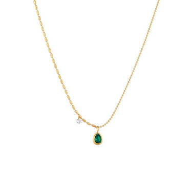 Colier auriu, din otel inoxidabil, suflat cu aur 18k, delicat, cu pietre din zirconiu, Edvina C1 - Pursehuit.ro