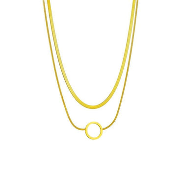 Colier auriu, din otel inoxidabil, suflat cu aur 18k, in 2 straturi, Doris C1 - Pursehuit.ro