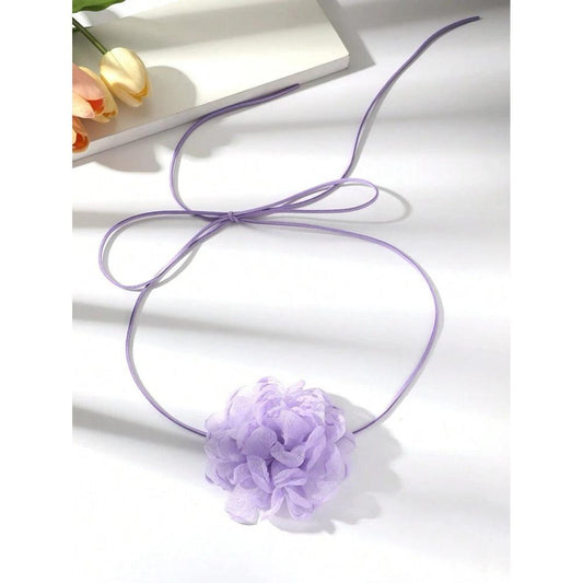 Colier choker, mov, cu floare, Bell C15 - Pursehuit.ro