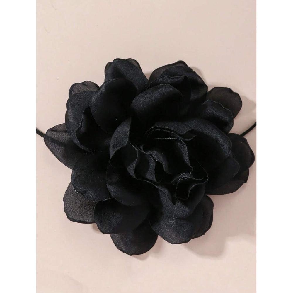 Colier choker, negru, cu floare, Benna C15 OUT - Pursehuit.ro