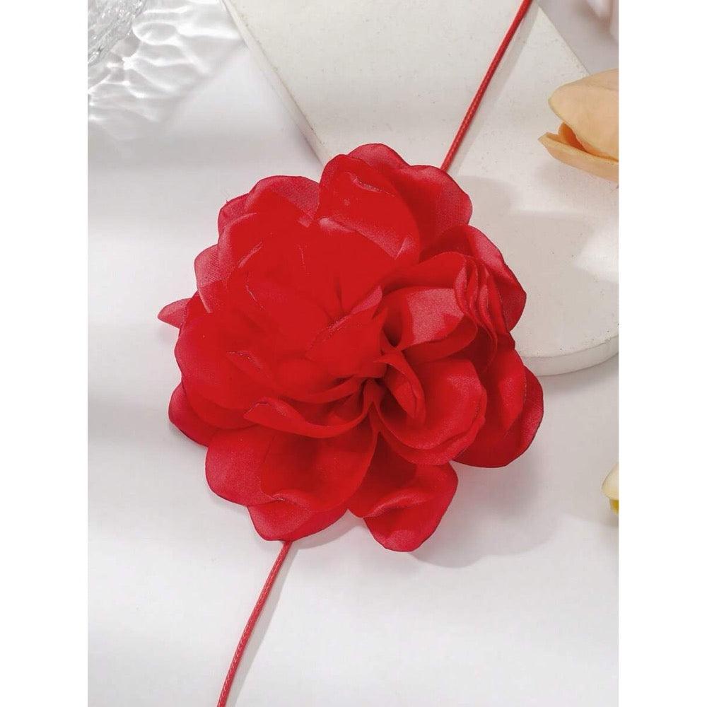 Colier choker, rosu, cu floare, Benigna C15 - Pursehuit.ro