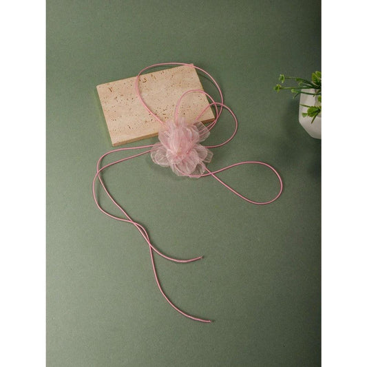 Colier choker, roz, cu floare, Beda C14 - Pursehuit.ro