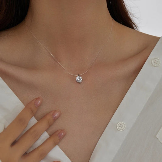 Colier cu fir transparent, cu piatra din zirconiu, Imre C2