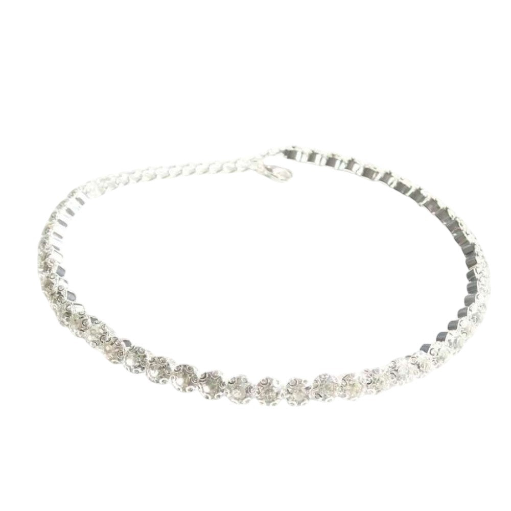 Colier tennis, argintiu, cu cristale, Dede C10