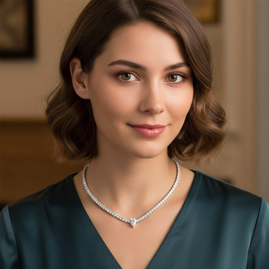 Colier tennis, argintiu, cu pietre din zirconiu, Nicita C1