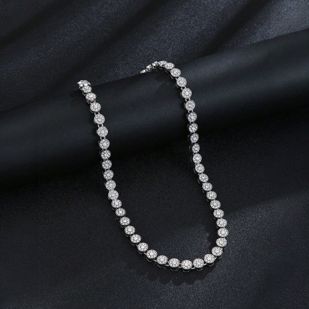 Colier tennis cuban, argintiu, cu pietre din zirconiu, Delan C11