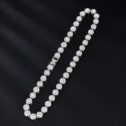 Colier tennis cuban, argintiu, cu pietre din zirconiu, Delan C11