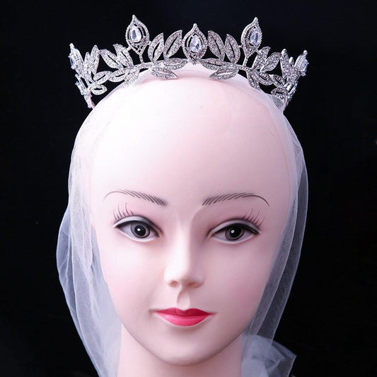 Coronita argintie, cu frunzulite si pietre, Harvey C6 - Pursehuit.ro