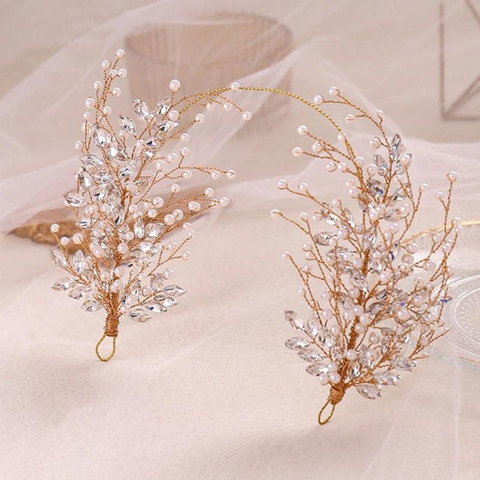 Coronita aurie, modelatoare, cu perle si pietre, Elsemaria C15 - Pursehuit.ro