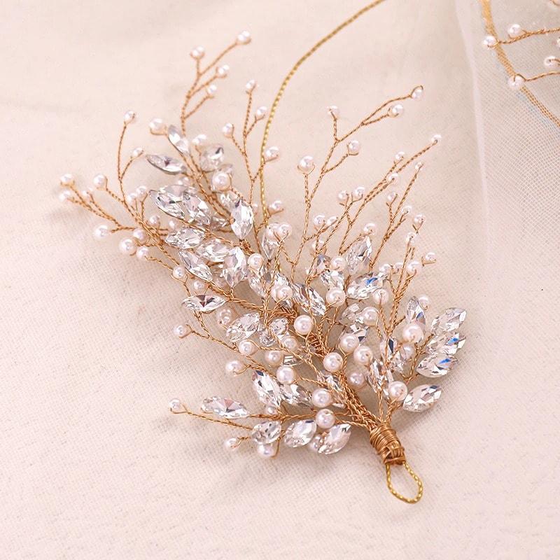 Coronita aurie, modelatoare, cu perle si pietre, Elsemaria C15 - Pursehuit.ro