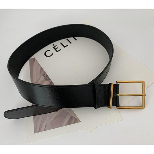 Curea neagra, de talie, din piele ecologica, cu catarama aurie, Lorena C1 - Pursehuit.ro