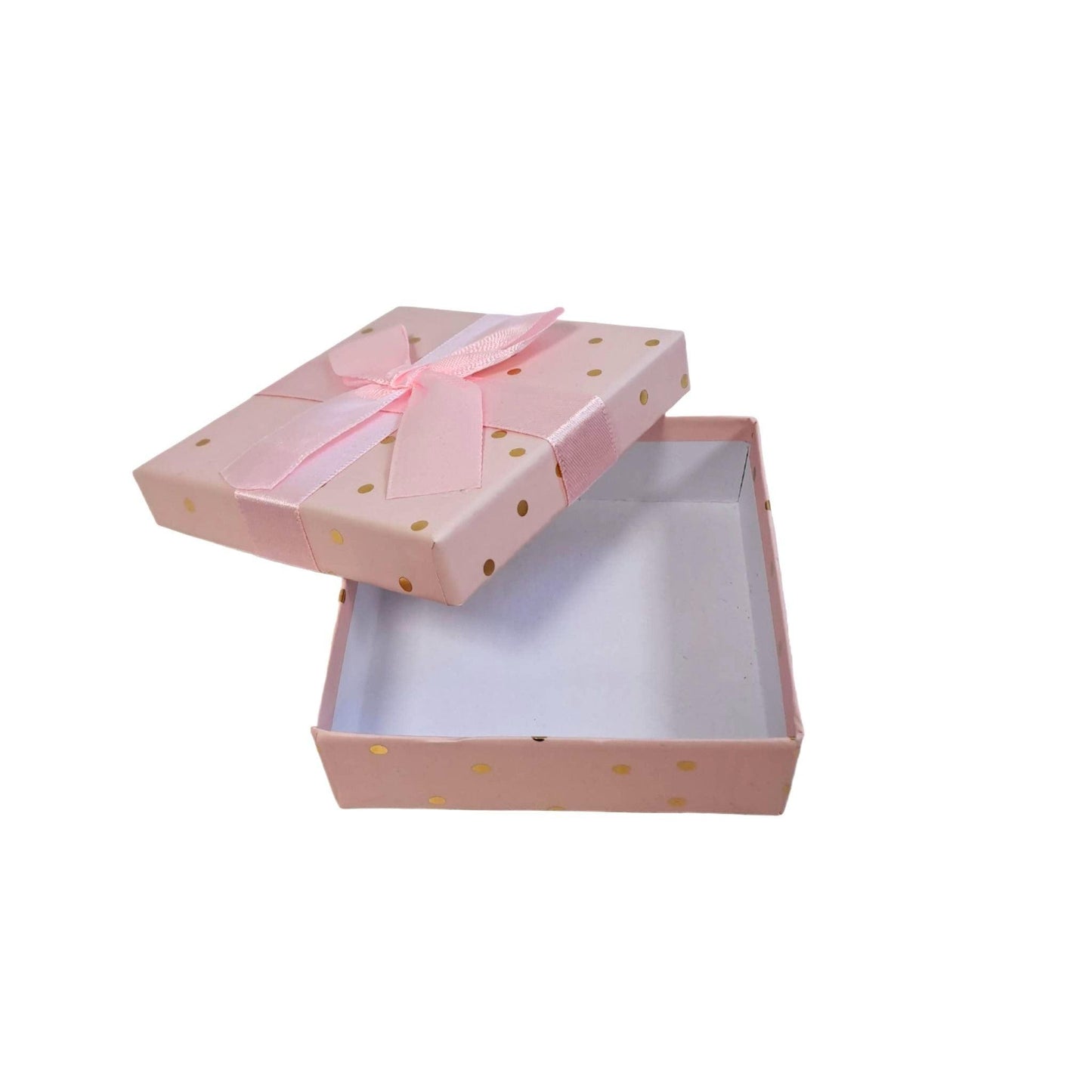 Cutie pentru cadou, roz, cu buline aurii, 10x10x3cm - Pursehuit.ro