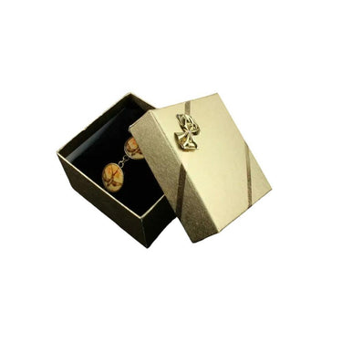 Cutie cadou aurie pentru bijuterii cu pernita 5.5 cm x 8 cm x 8.5 cm - Pursehuit.ro