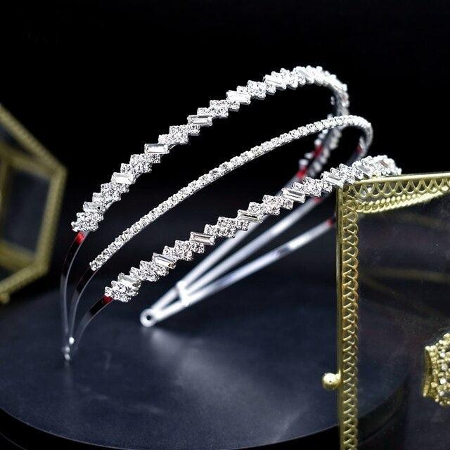 Diadema argintie, in 3 straturi, cu pietre, Ingrid C8 - Pursehuit.ro