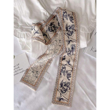 Esarfa bej, cu imprimeu floral, Secilia C1 - Pursehuit.ro