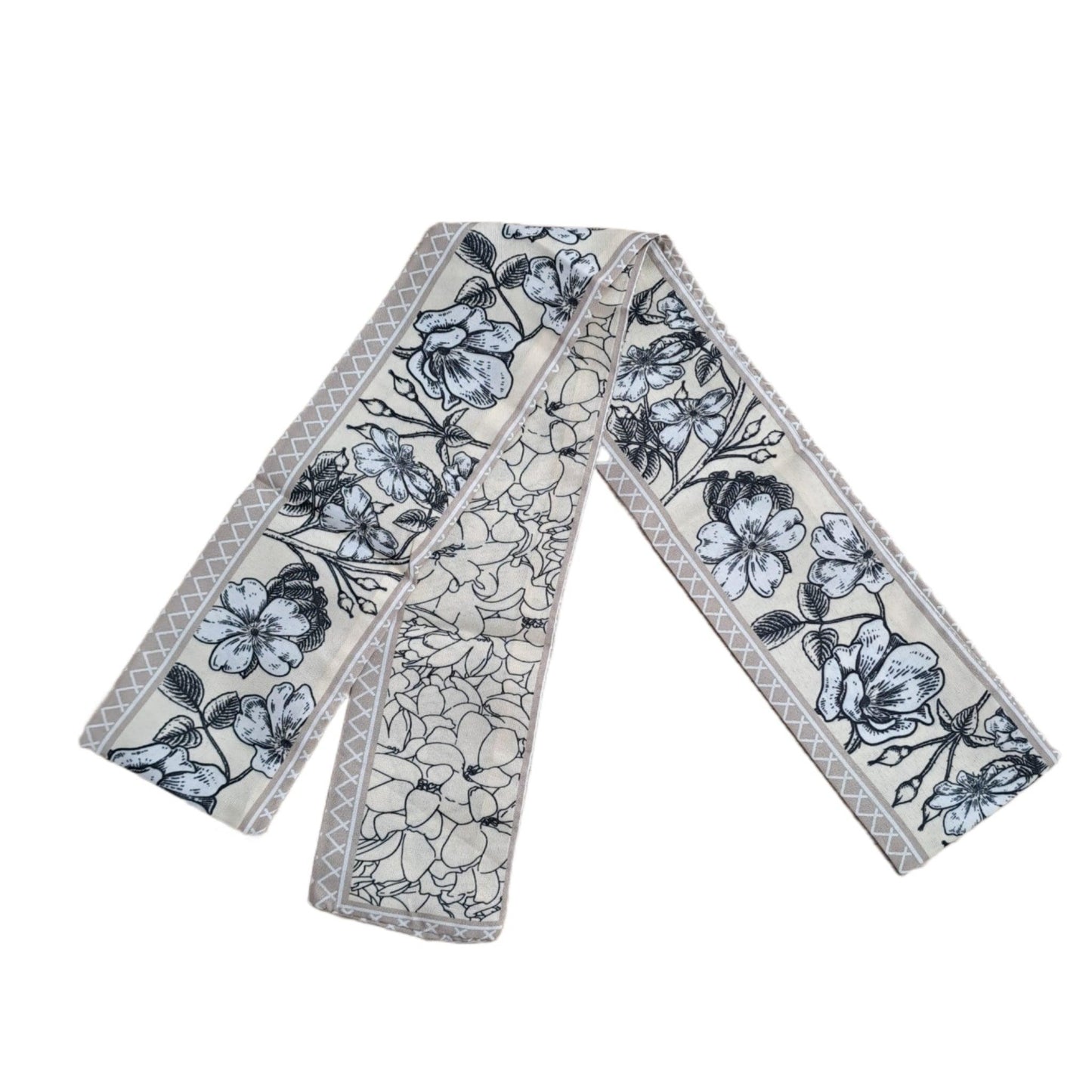 Esarfa bej, cu imprimeu floral, Secilia C1 - Pursehuit.ro