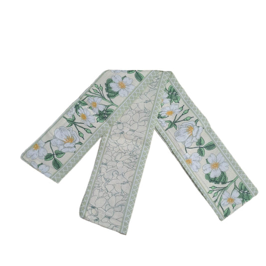 Esarfa bej, cu imprimeu floral verde, Sedina C1 - Pursehuit.ro