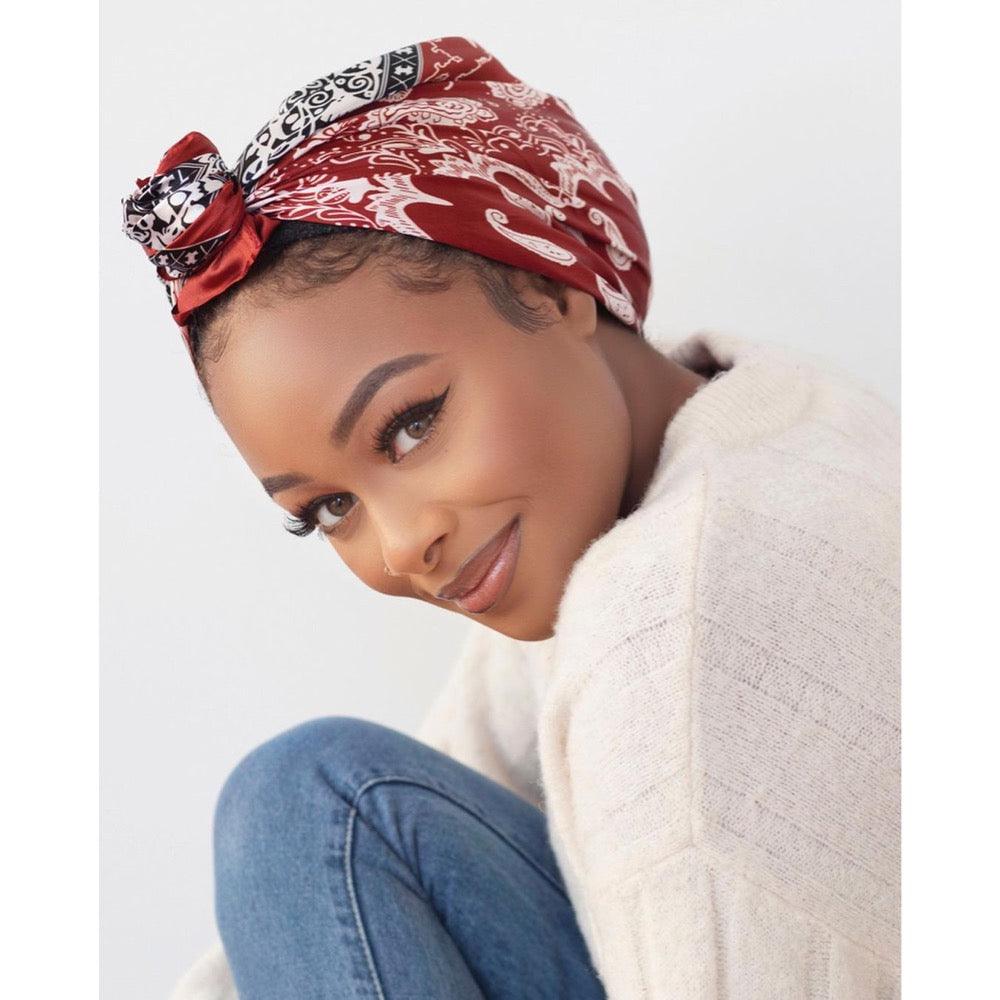 Esarfa rosie, patrata, cu imprimeu, Giva C2 - Pursehuit.ro