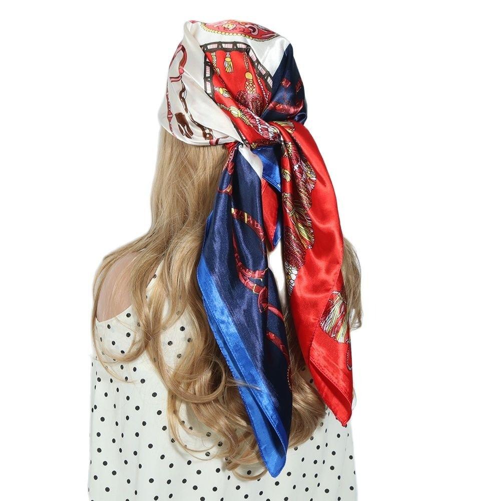 Esarfa rosie, patrata, cu imprimeu, Reimon C2 - Pursehuit.ro