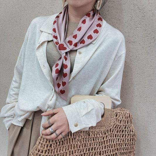 Esarfa roz, cu imprimeu, Anya C1 - Pursehuit.ro