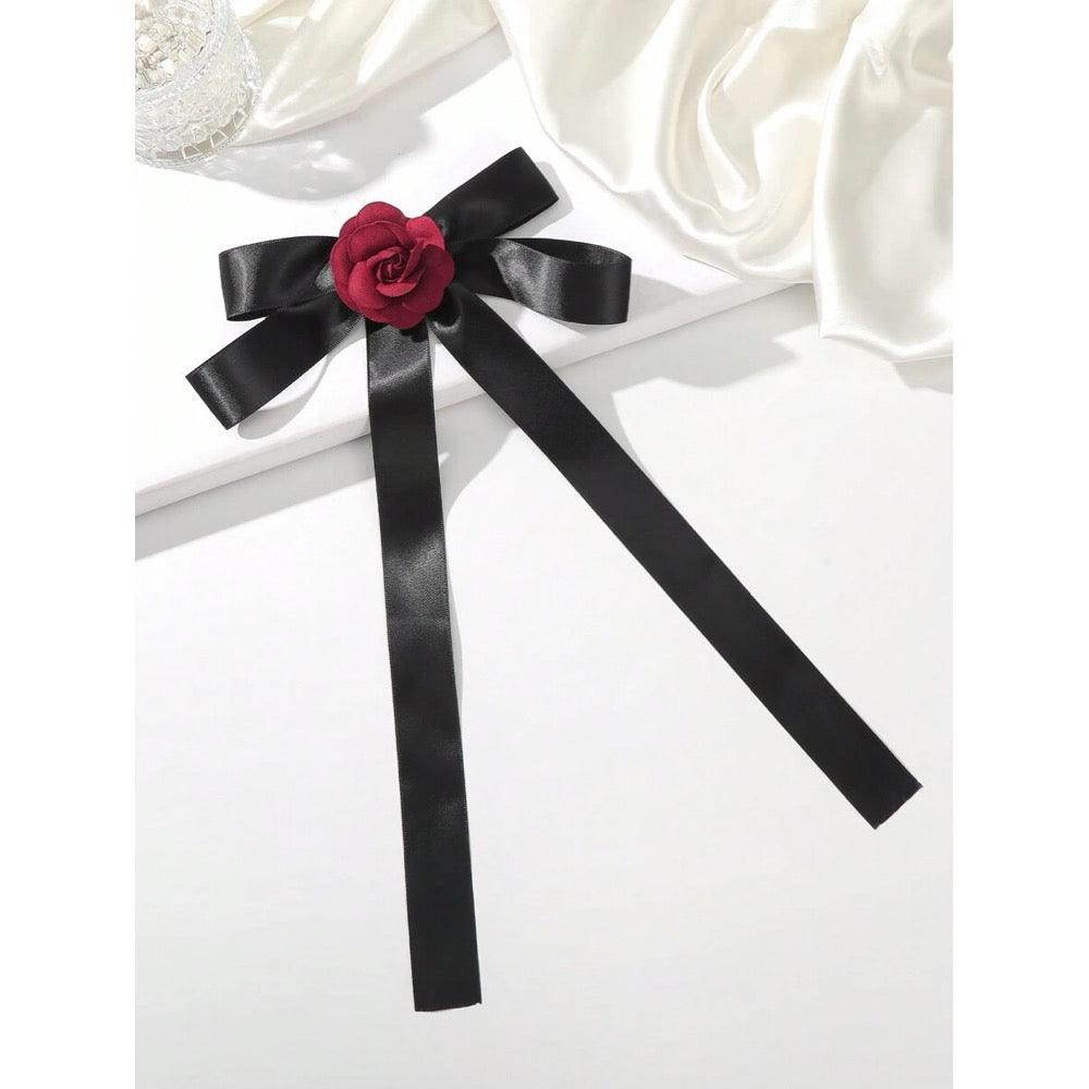 Funda de par, neagra, cu floare rosie, Axel C11 - Pursehuit.ro