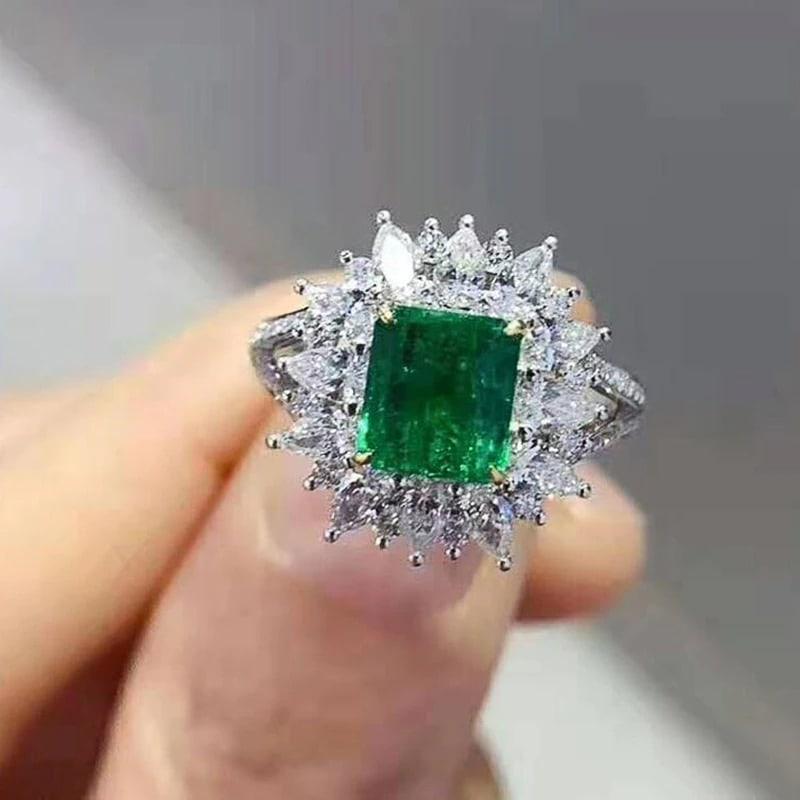 Inel argintiu, cu piatra verde din zirconiu, Jayne C28 - Pursehuit.ro