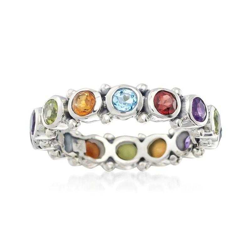 Inel argintiu, cu pietre colorate din zirconiu, Jeanie C23 - Pursehuit.ro