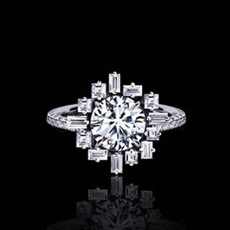 Inel argintiu, cu pietre din zirconiu, Acacia C6 - Pursehuit.ro