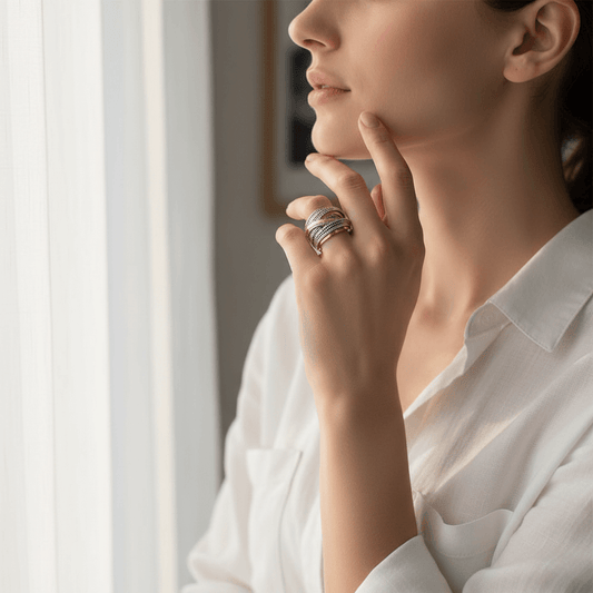 Inel argintiu, in straturi multiple, Ninon C29