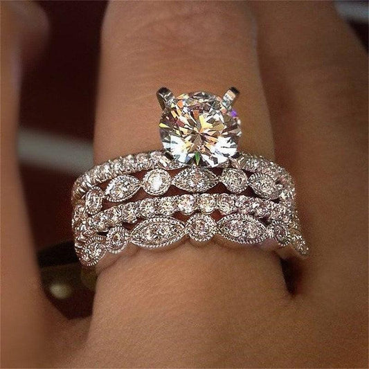 Inel argintiu, in straturi multiple, cu pietre din zirconiu, Folmar C2 - Pursehuit.ro