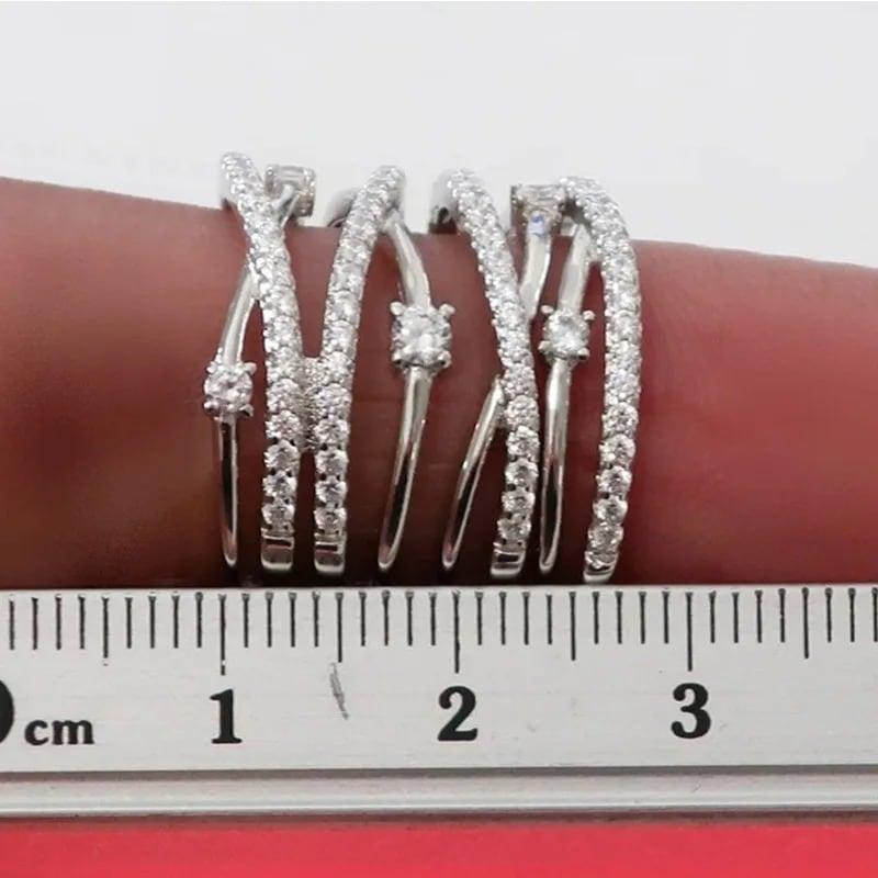 Inel argintiu, in straturi multiple, cu pietre din zirconiu, Magrete C1 - Pursehuit.ro