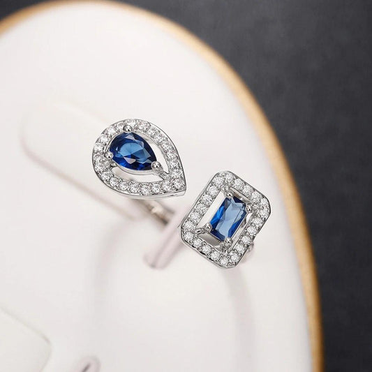 Inel argintiu, reglabil, cu pietre albastre din zirconiu, Alessia C17 - Pursehuit.ro