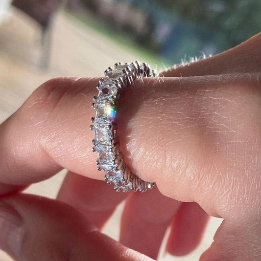 Inel argintiu, tennis, cu pietre din zirconiu, Nikolia C21 - Pursehuit.ro