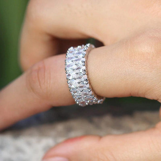 Inel argintiu, tennis, cu pietre din zirconiu, Nilde C22 - Pursehuit.ro