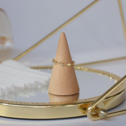 Inel auriu, reglabil. suflat cu aur 14k, cu stelute, Maika C5 - Pursehuit.ro