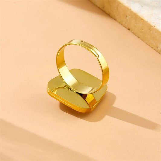 Inel auriu, reglabil, din otel inoxidabil, suflat cu aur 18k, cu perle, Cissy C4 - Pursehuit.ro