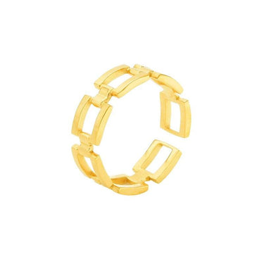 Inel auriu, reglabil, din otel inoxidabil, suflat cu aur 18k, cu zale, Claire C4 - Pursehuit.ro
