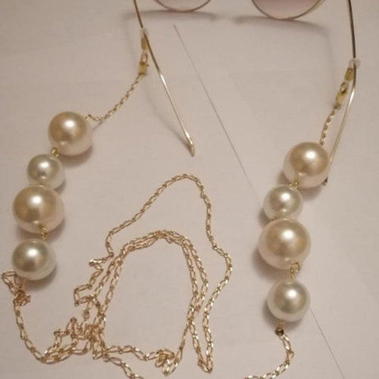 Lant de ochelari, auriu, cu perle mari, Sylvette C5 - Pursehuit.ro