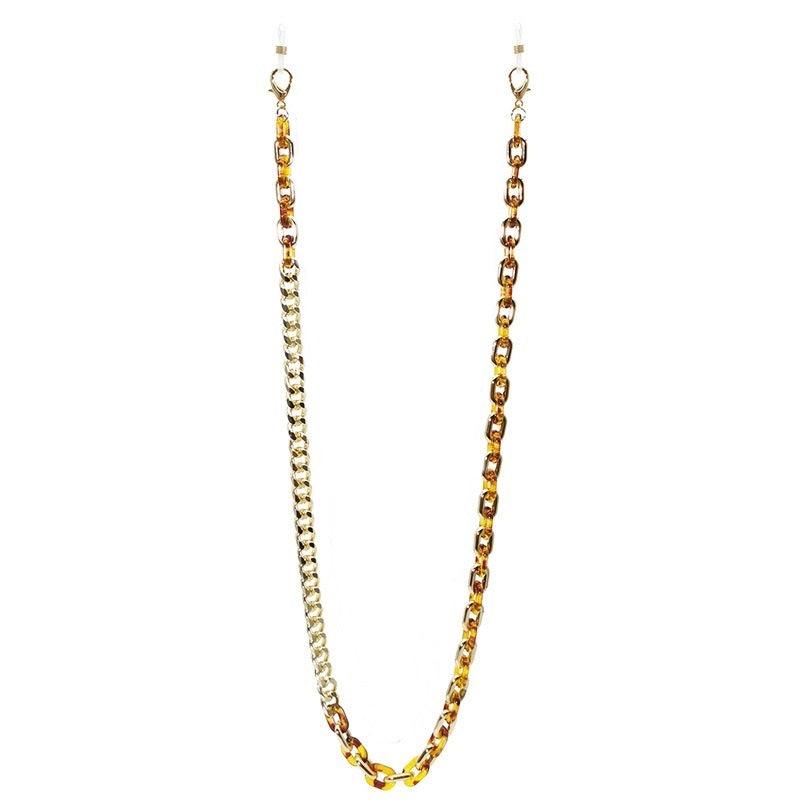 Lant de ochelari, auriu, cu zale maro, Angela C2 - Pursehuit.ro