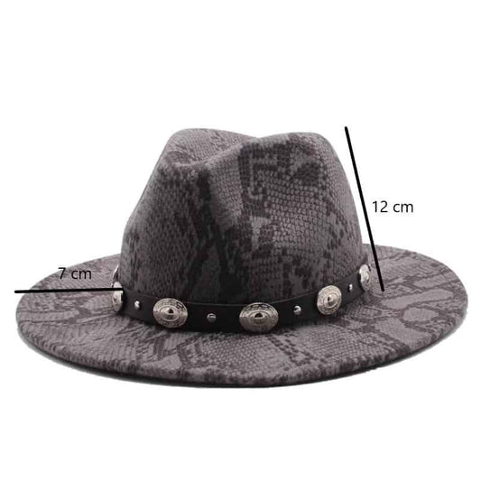 Palarie dama, gri, print piele de sarpe, Elfriede - Pursehuit.ro