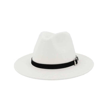 Palarie Fedora, alba, reglabila, cu accesoriu detasabil, Elisif - Pursehuit.ro